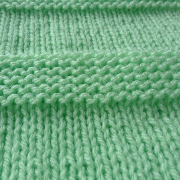 Hand Knit Baby Blanket - Green Raised Stripe - Picture 4 of 4